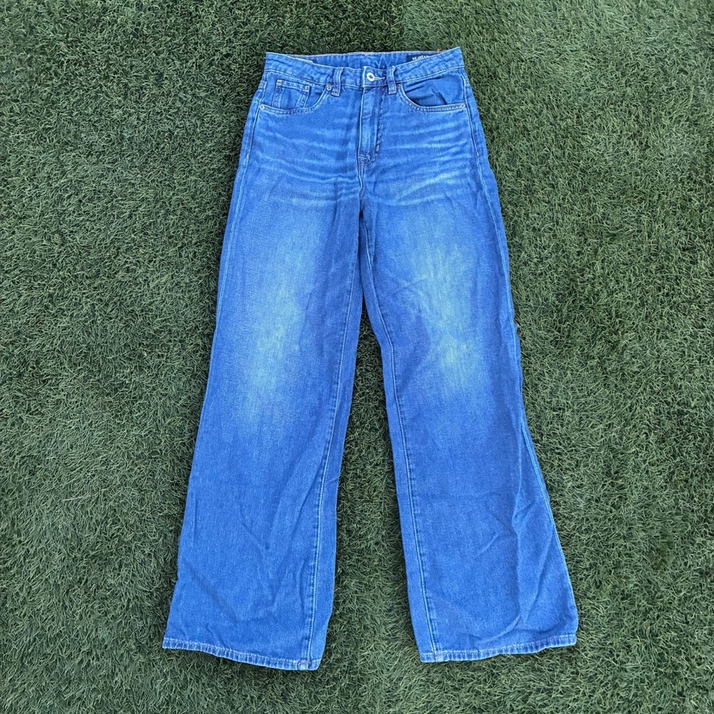 Buffalo David Bitton Women's 27x29 High Rise Wide Leg Flare Bootcut Jeans Blue